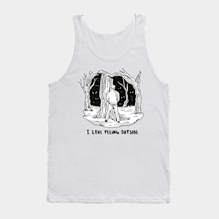 Forest Man Peeing a Man Peeing in the Forest While Animal Eyes Watch Him in the Darkness Forest Tank Top